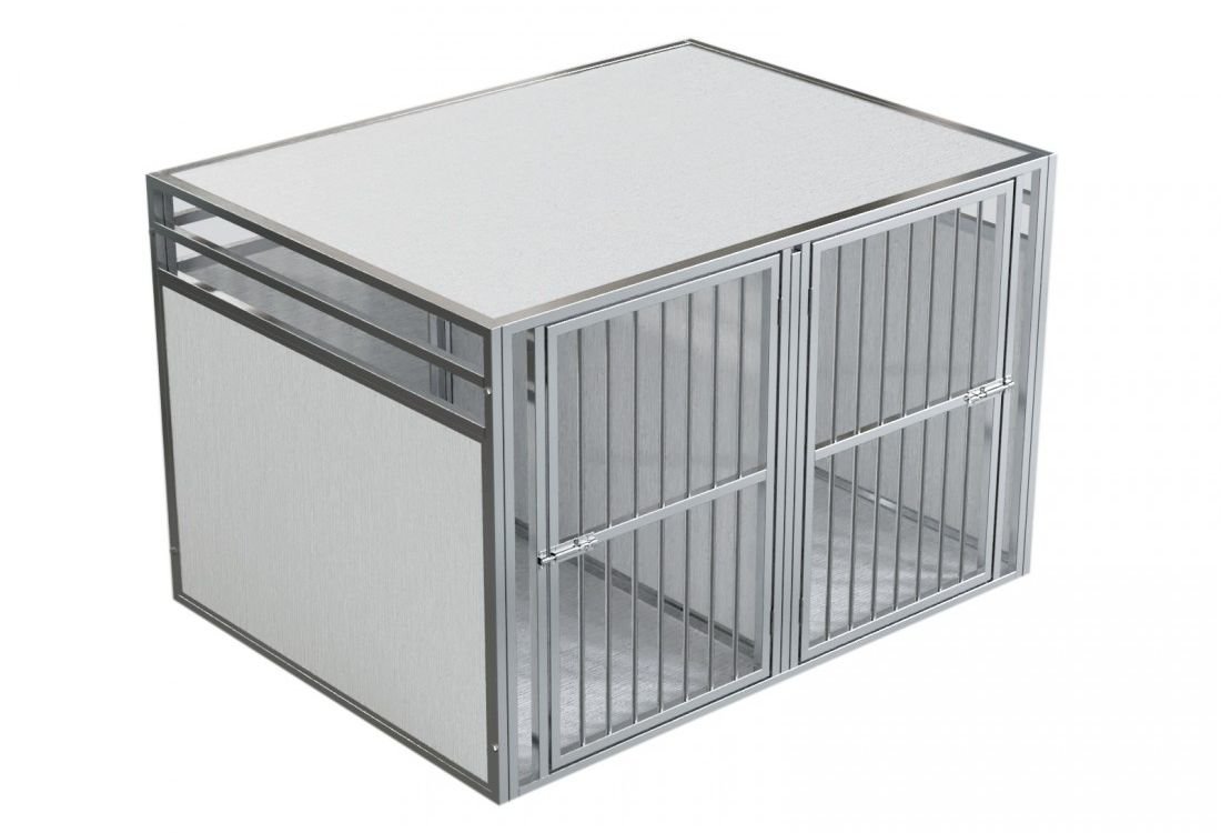 Cage de transport chien double en aluminium avec séparation